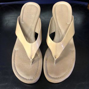 Donald J. Pliner Nude Patent Leather Wedge Sandal